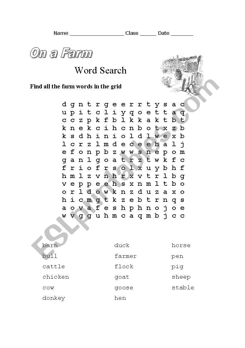 On a farm worksheet