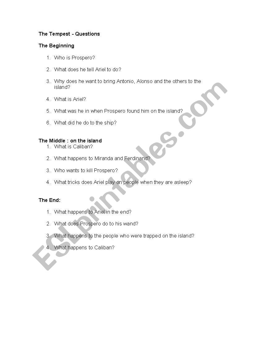 tempest worksheet