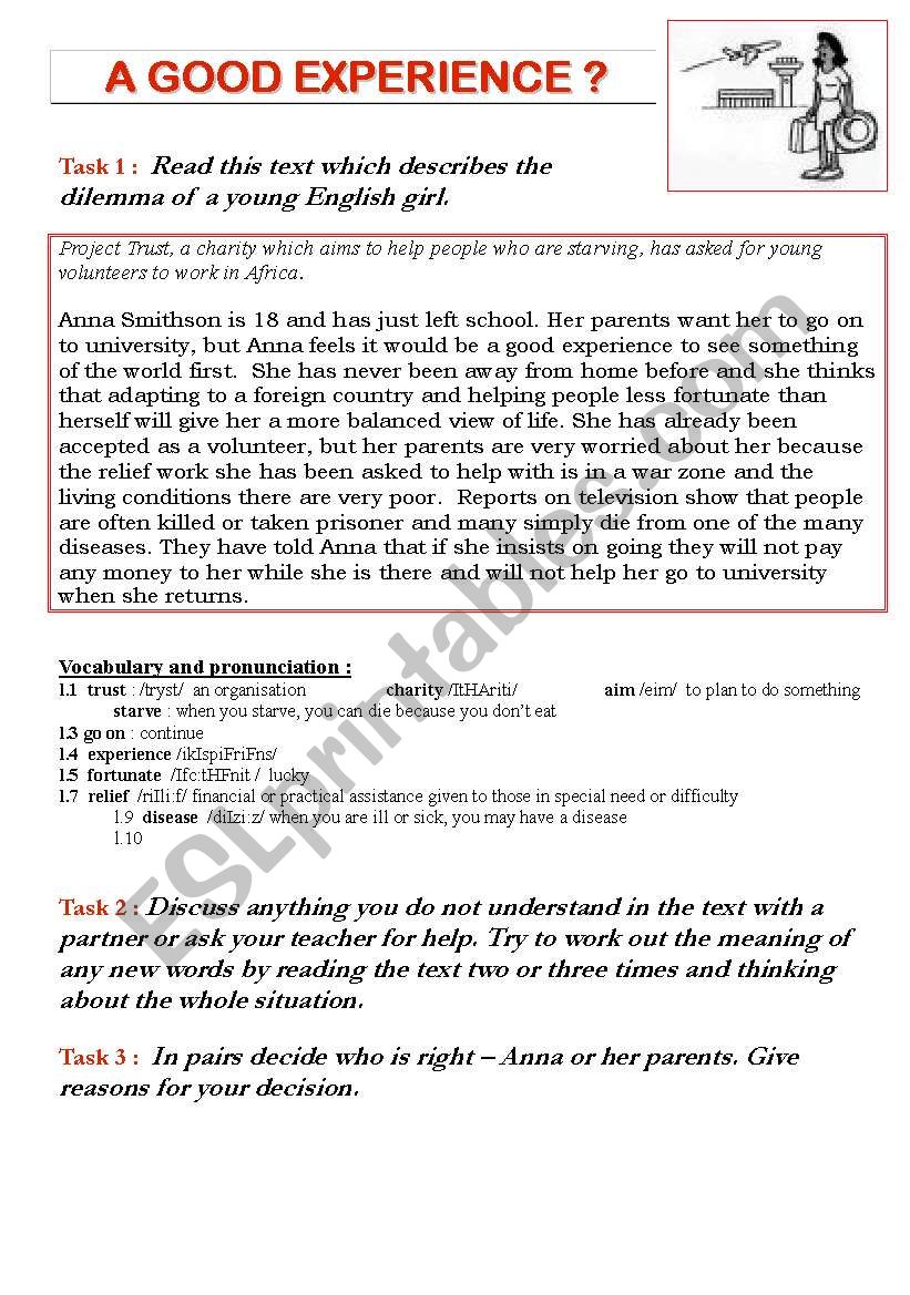 Discussion topic worksheet