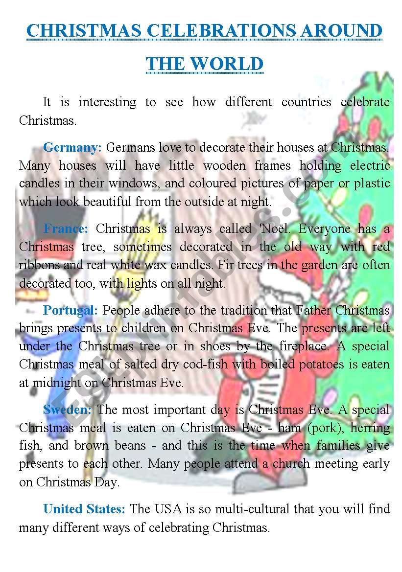 CHRISTMAS AROUND THE WORLD worksheet