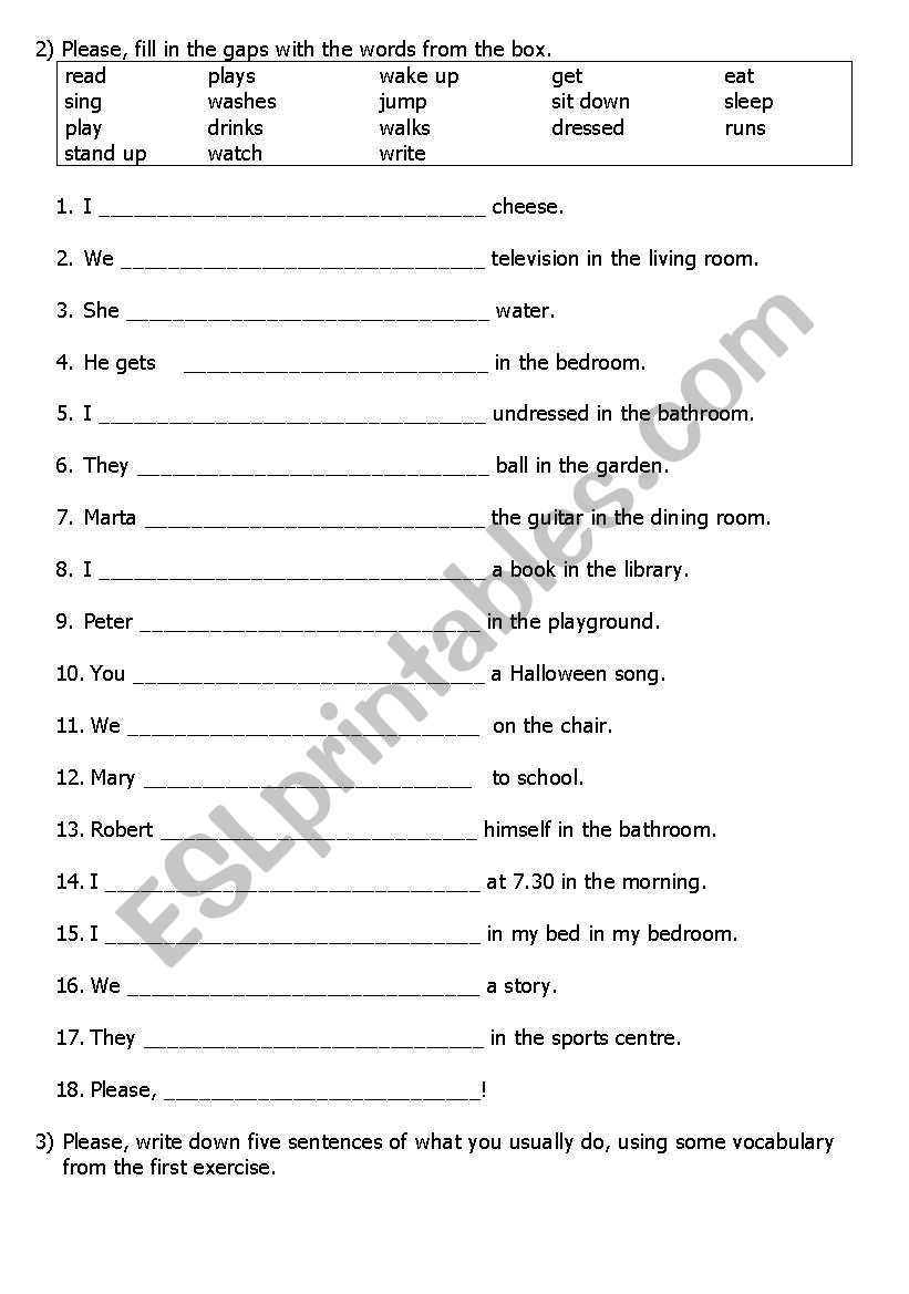 ACTION VERBS_Present simple worksheet