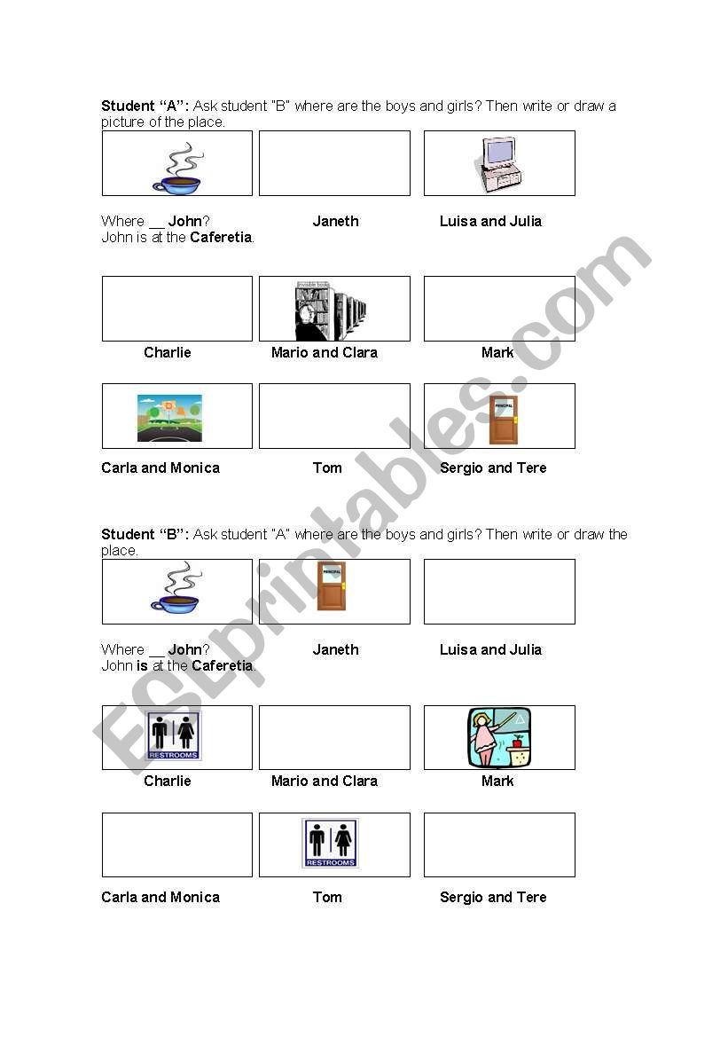 Fill-in the gaps: Where is...? and Places of School