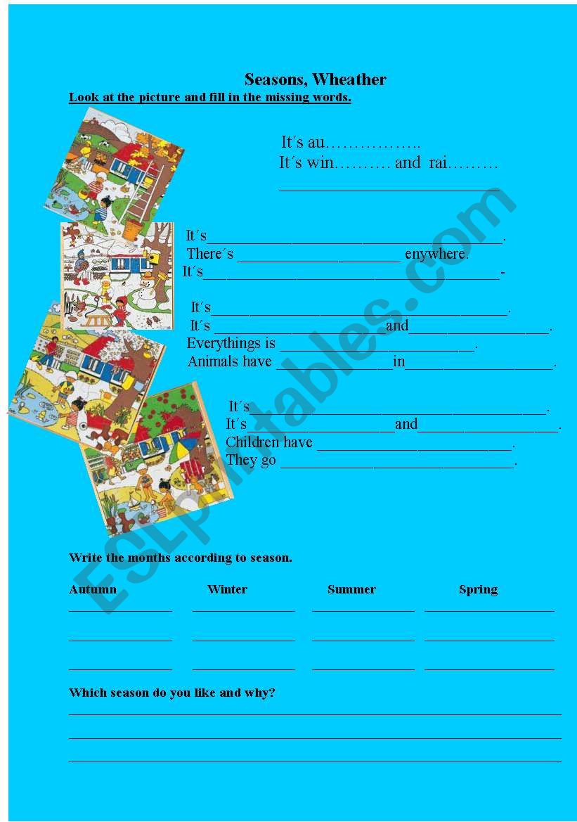 Seasons, Weather worksheet