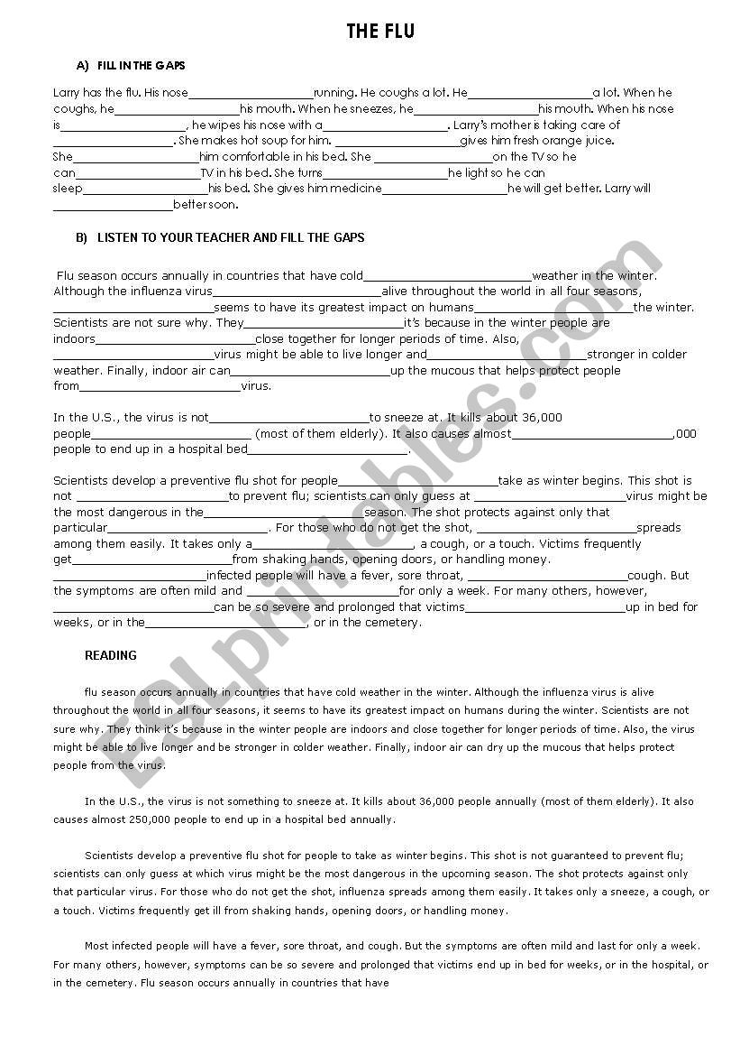 THE FLU worksheet