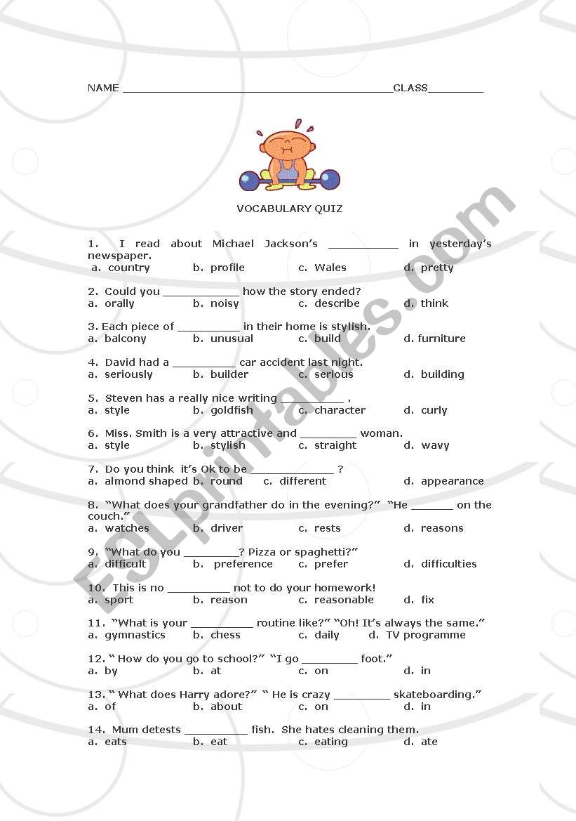 VOCABULARY worksheet