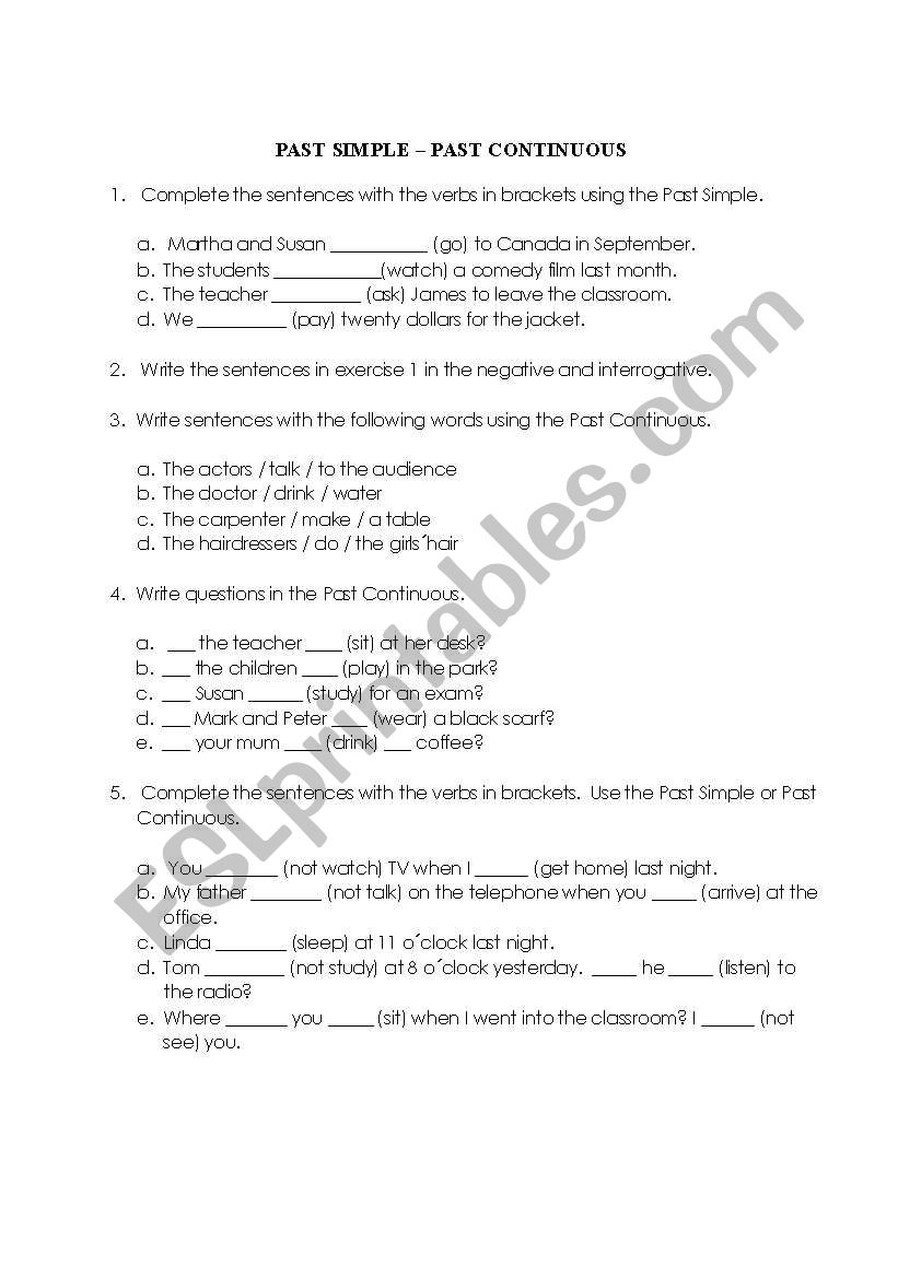 Past Simple - Past Continuous worksheet