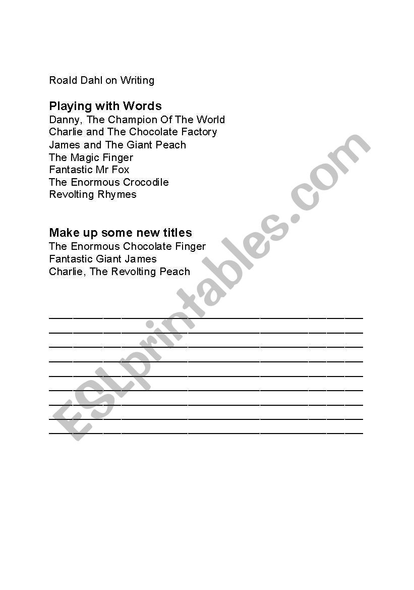 Creative writing  worksheet