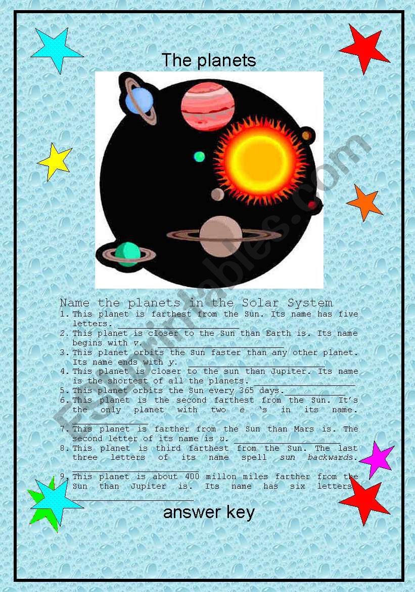 The Planets  worksheet