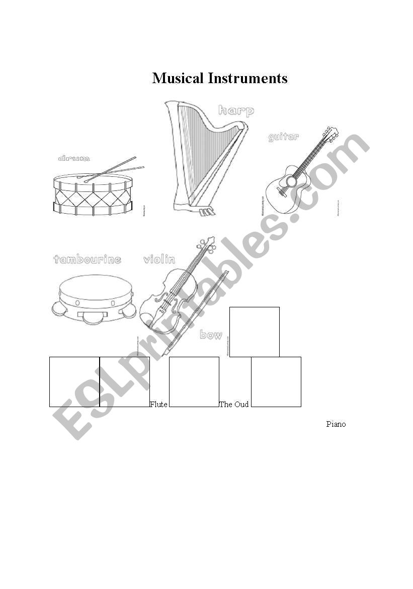 Musical instruments worksheet