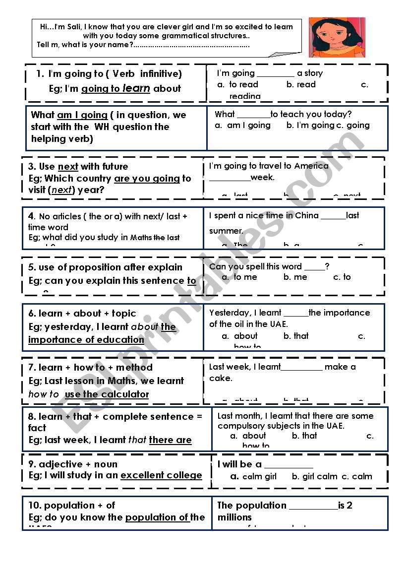 grammar worksheet