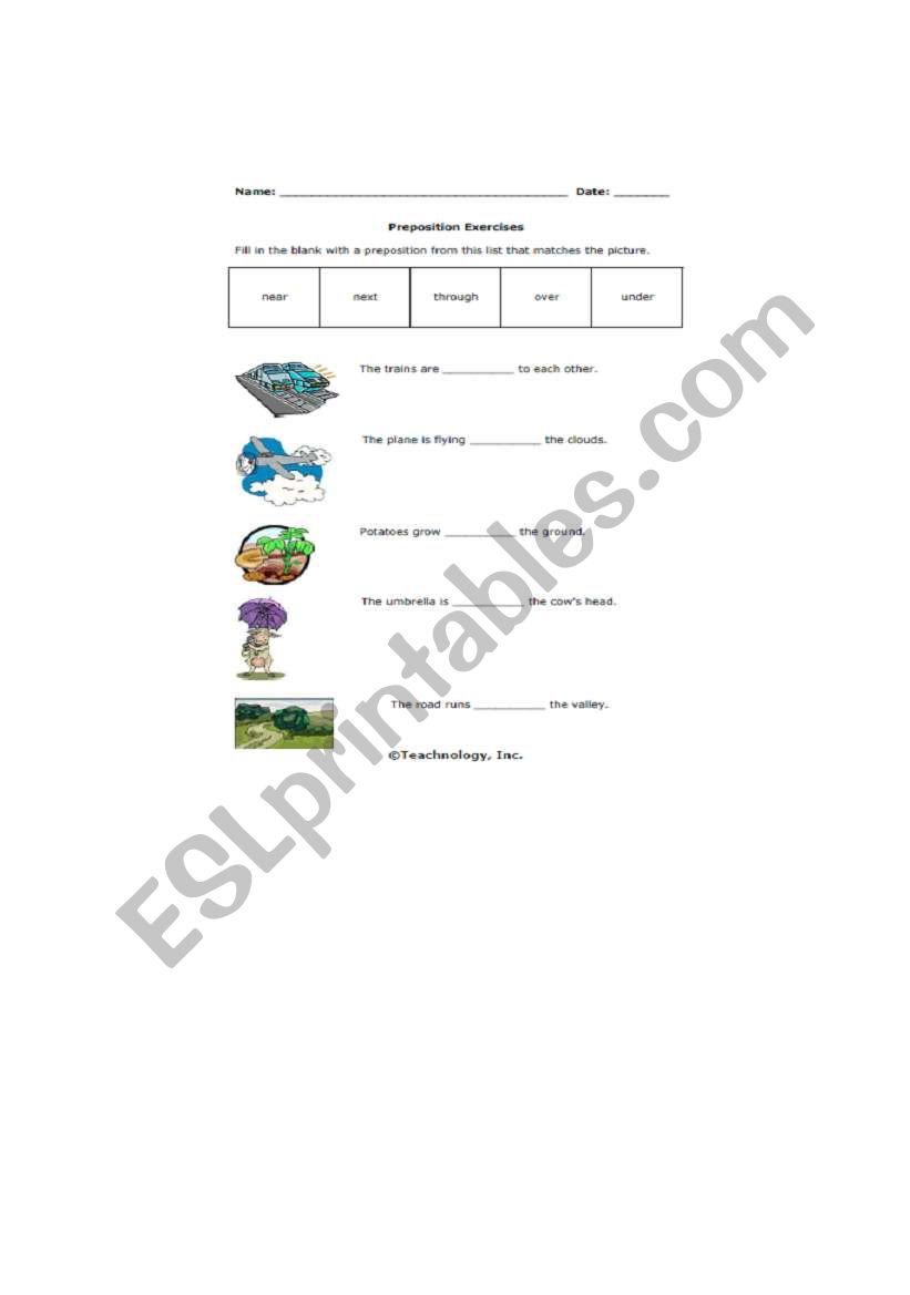 prepositions of place worksheet