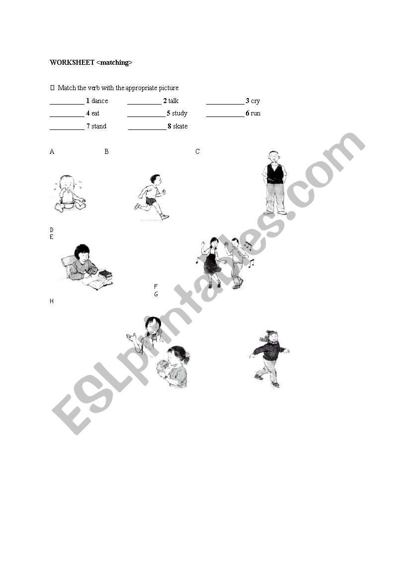 Matching Activity worksheet