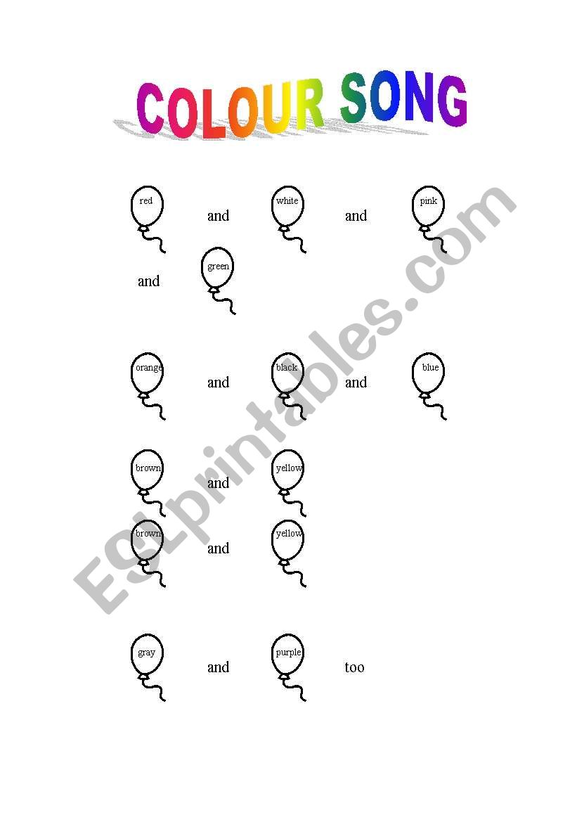 Colour Song worksheet