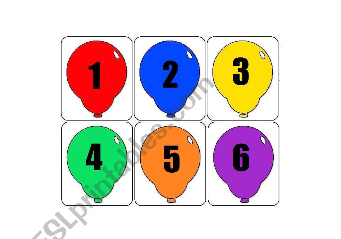 numbers Balloon worksheet