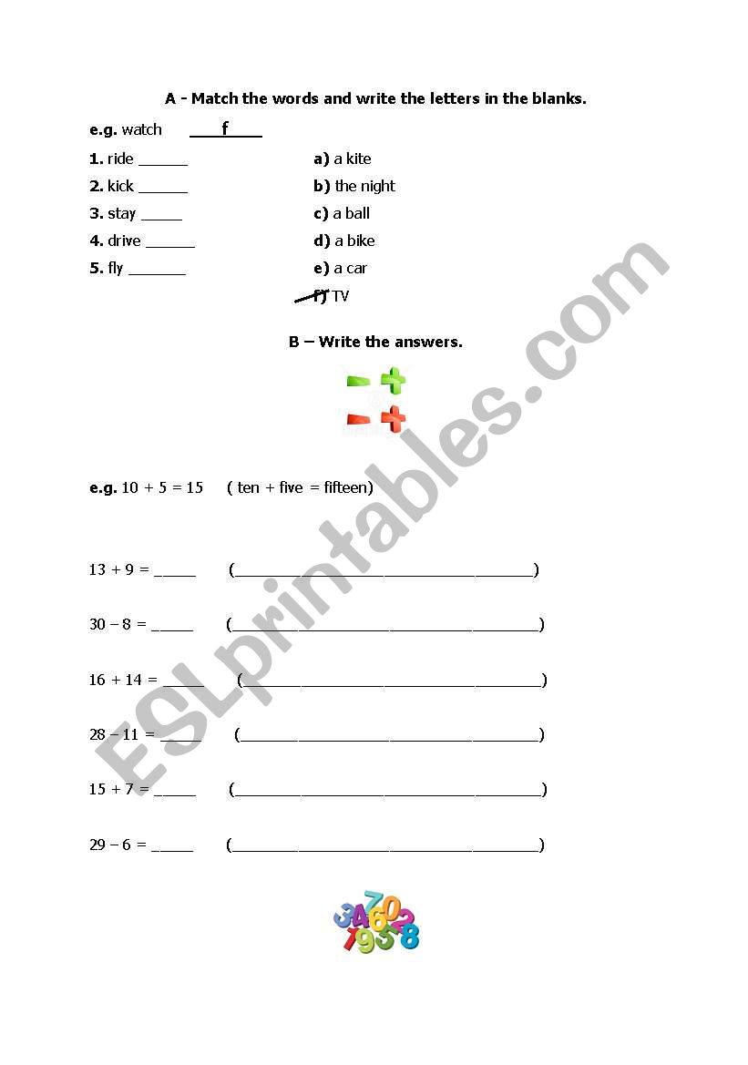 a worksheet For elementary learners