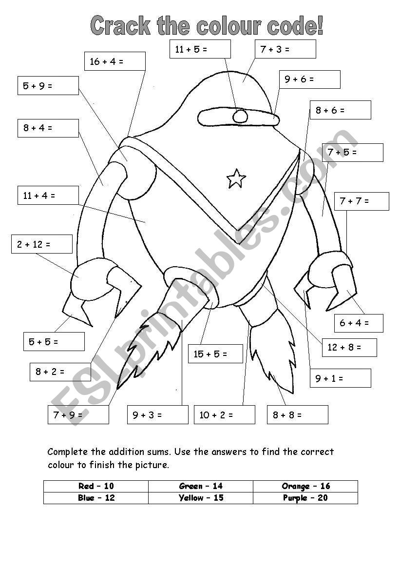 addition and color worksheet