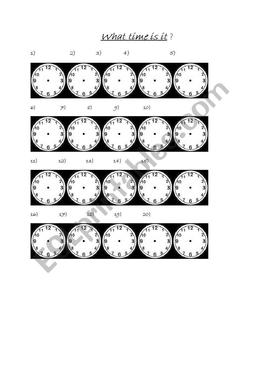 what time is it? worksheet