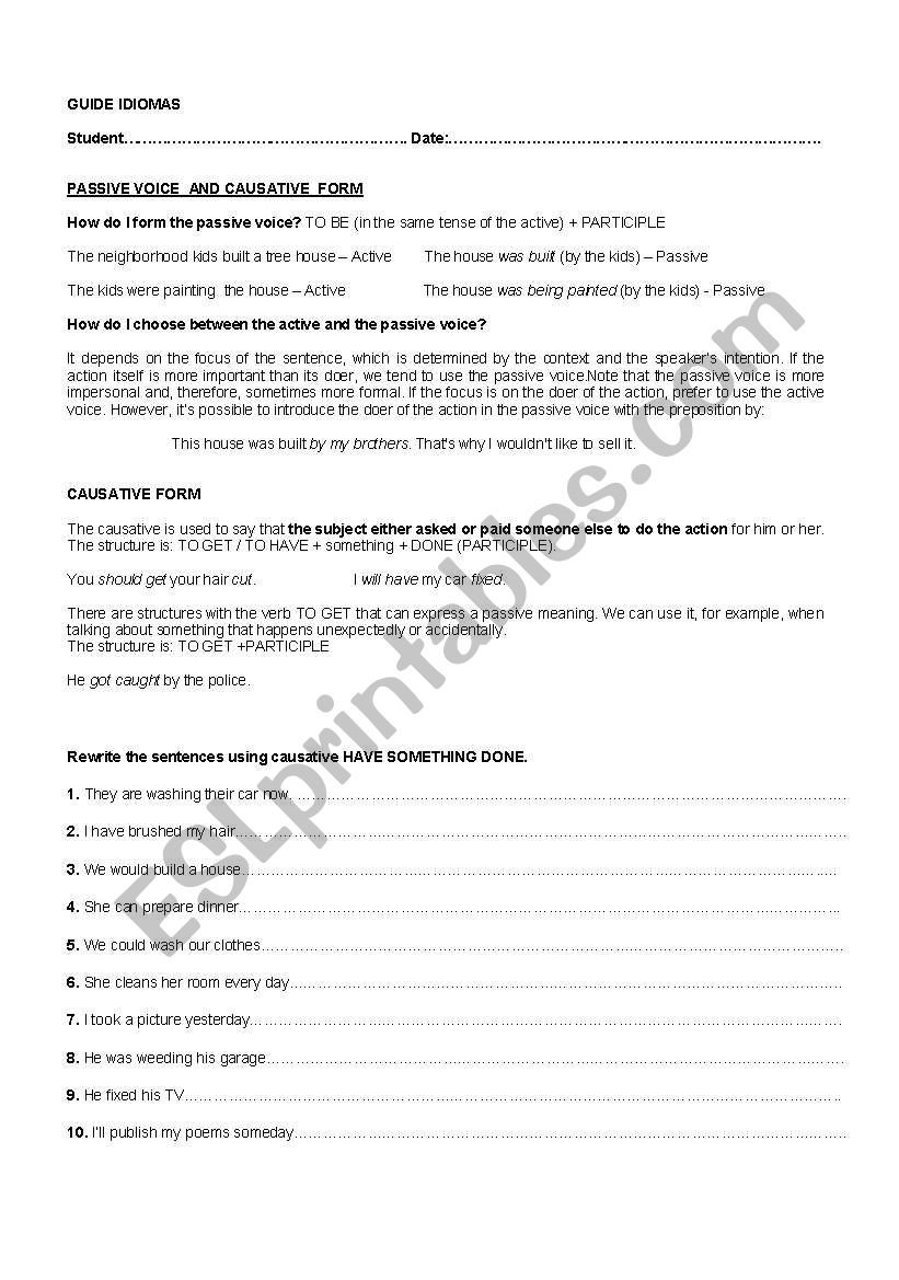 Passive Causative worksheet