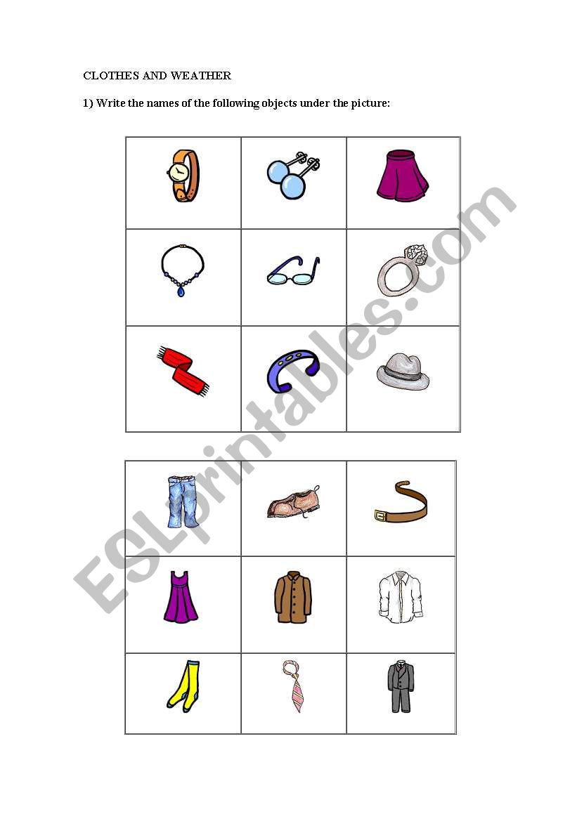 clothes and weather worksheet
