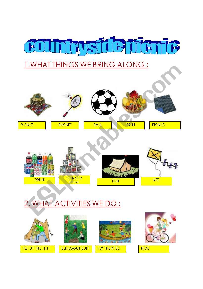 countryside picnic worksheet