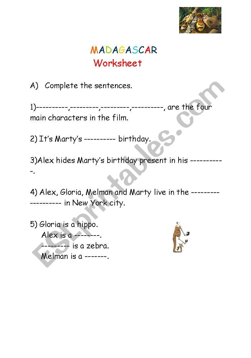  Madagascar worksheet 1 worksheet