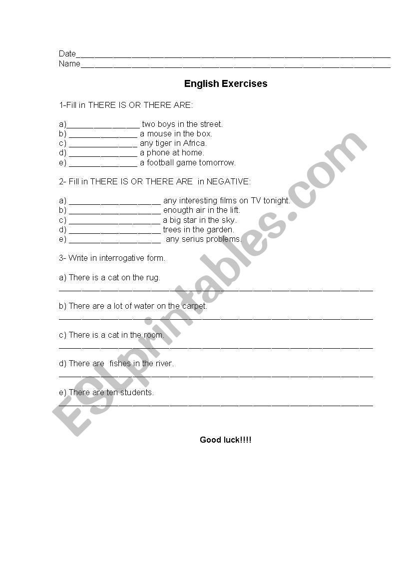There to be worksheet