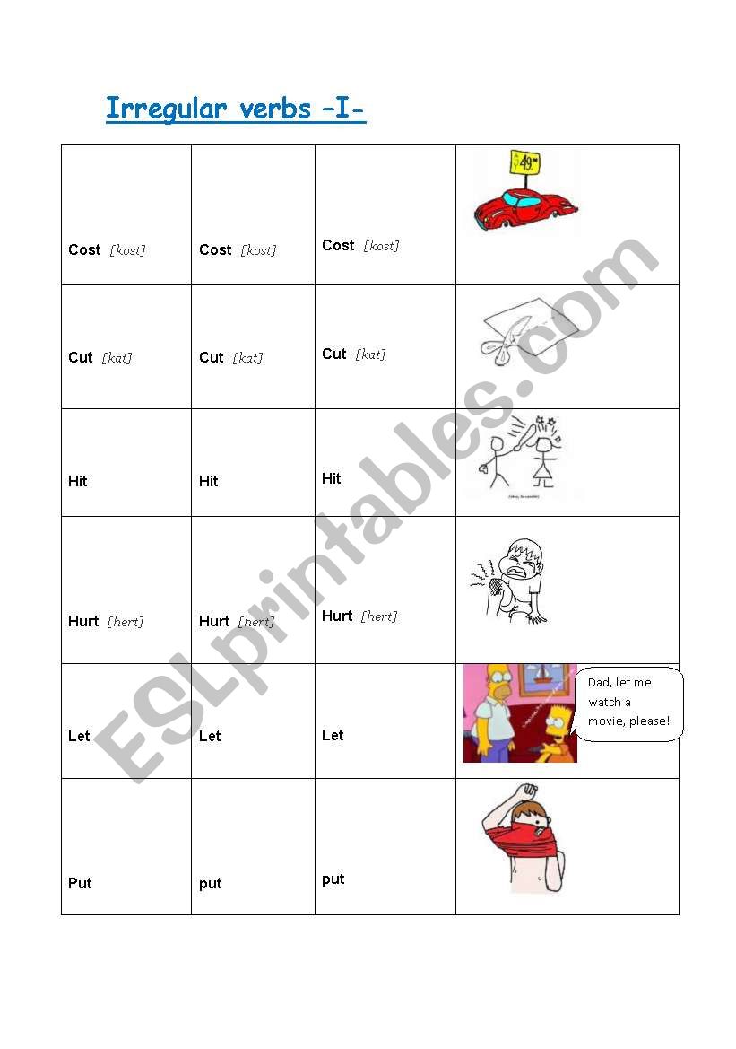 Irregular verbs worksheet