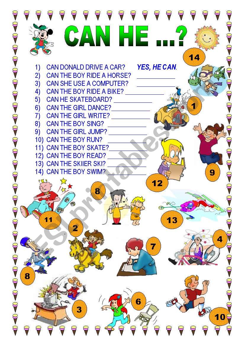 CAN - CANÂ´T  worksheet
