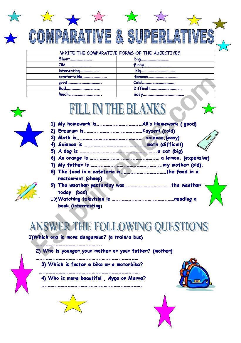 COMPARATIVES & SUPERLATIVES worksheet