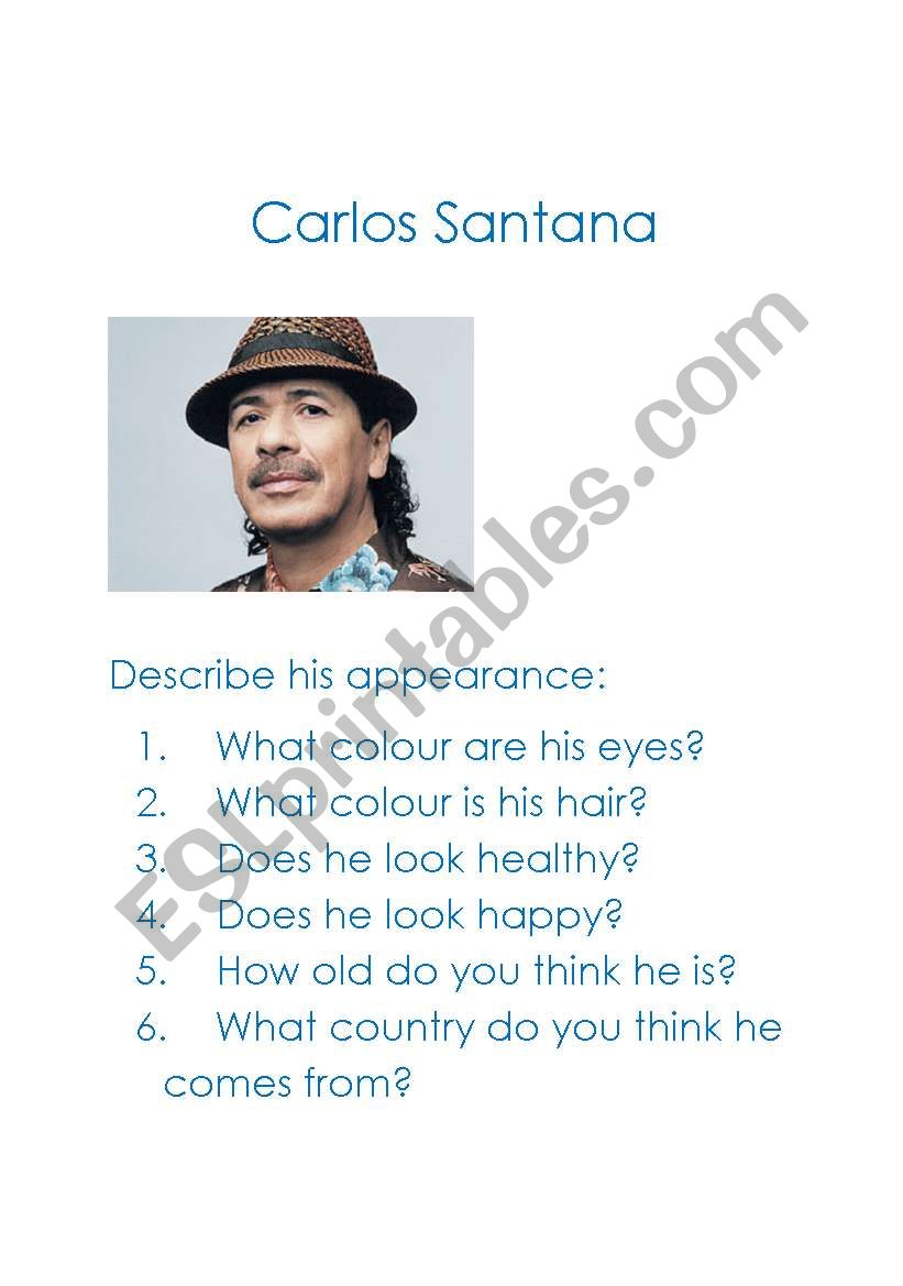Describing appearance worksheet