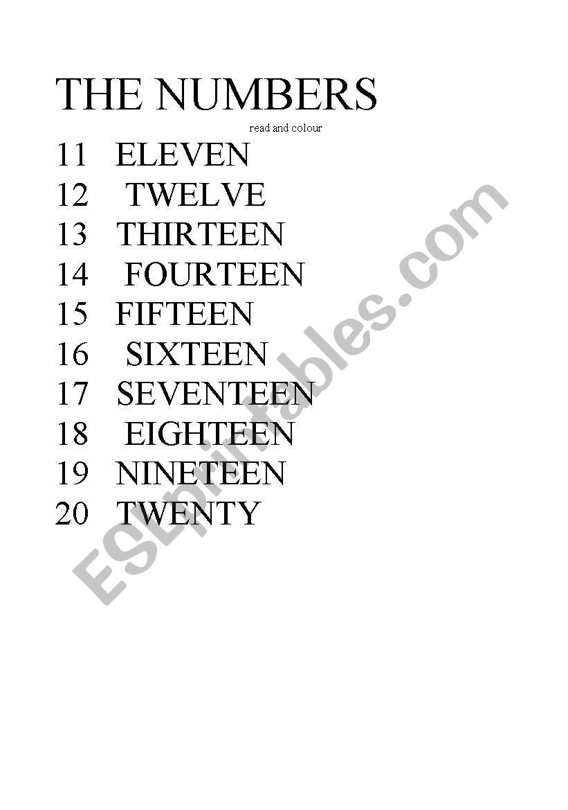 the numbers worksheet