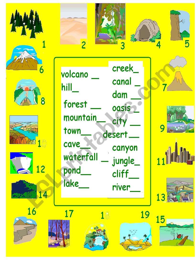 words on nature worksheet