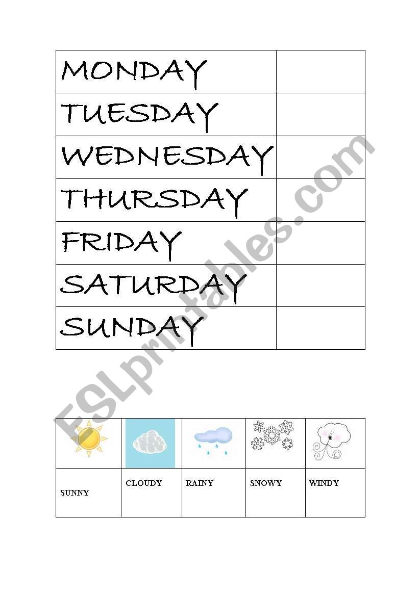 The forecast for the week worksheet