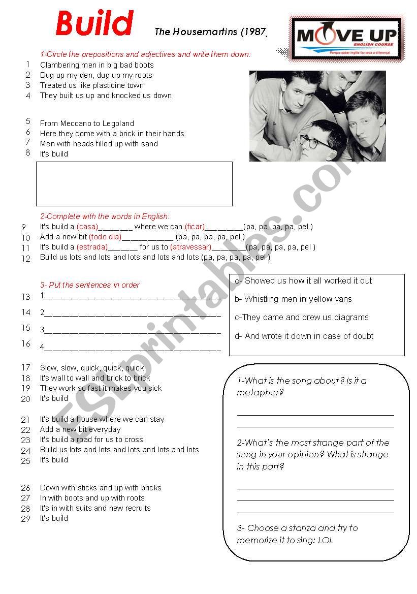 Build- The housemartins song! worksheet