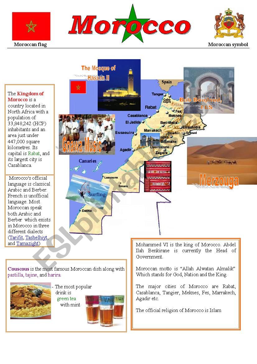a poster about Morocco worksheet