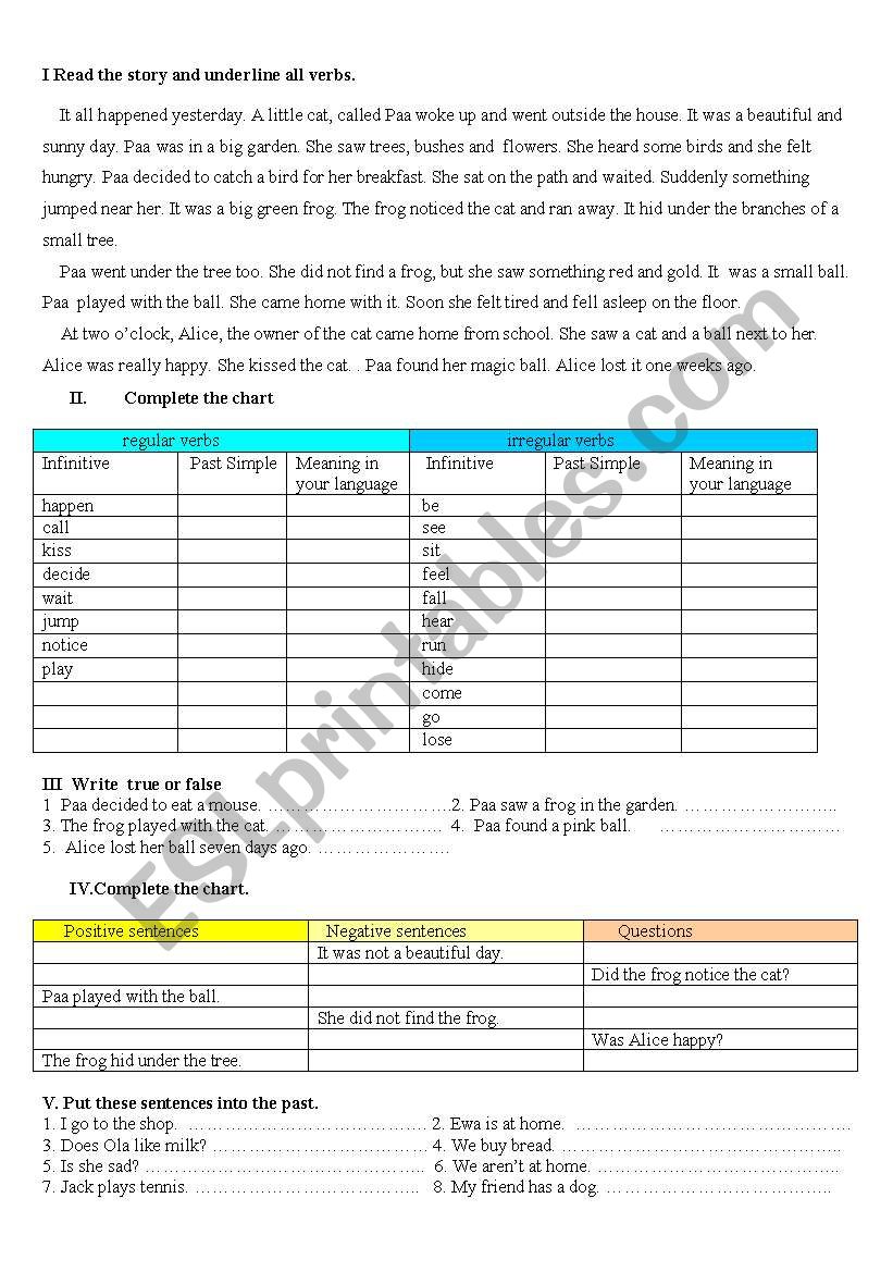 A cat in the garden. worksheet