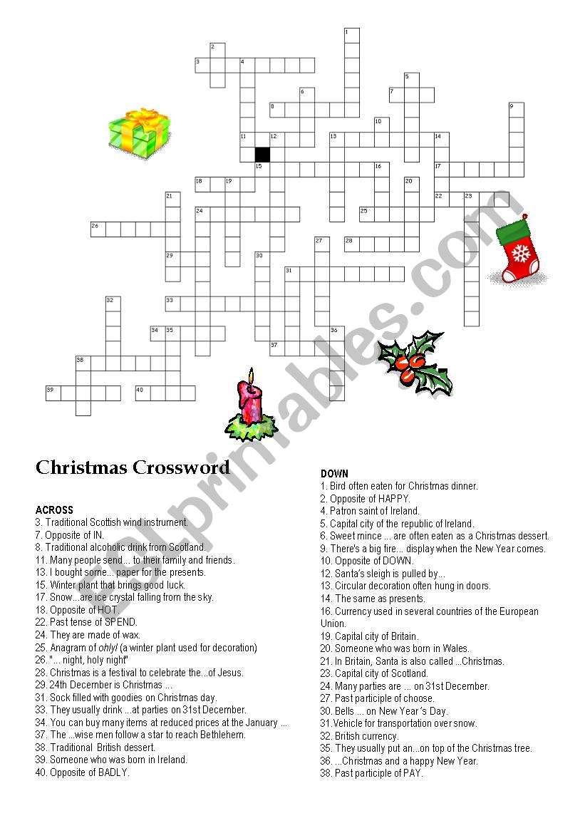 CHRISTMAS CROSSWORD I worksheet