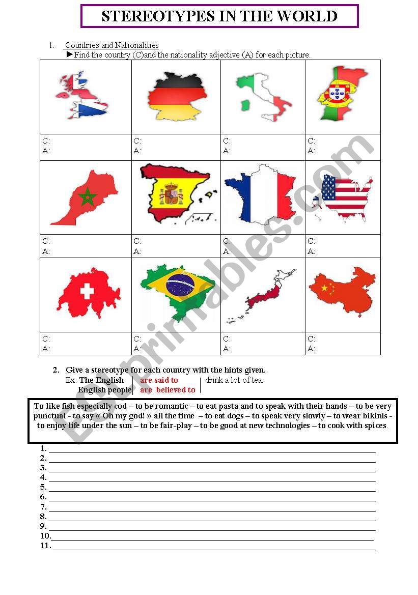 Stereotypes in the World worksheet