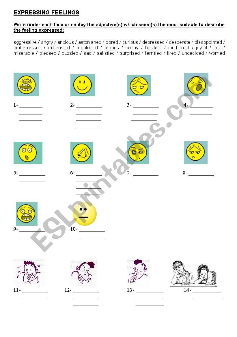 expressing feelings activity worksheet