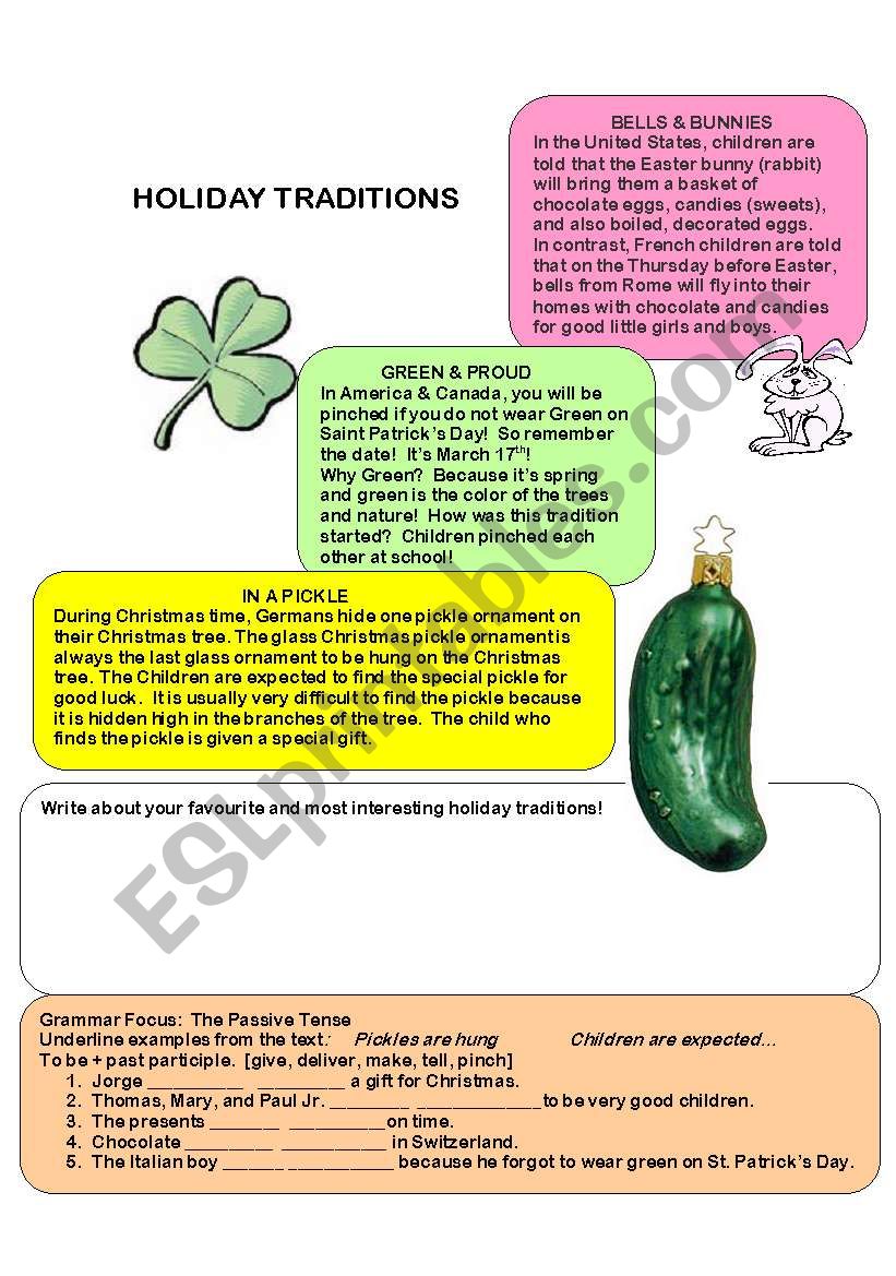 Holiday Traditions (Passives) worksheet