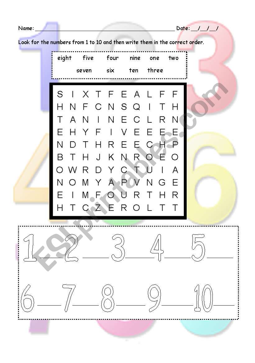 Numbers worksheet