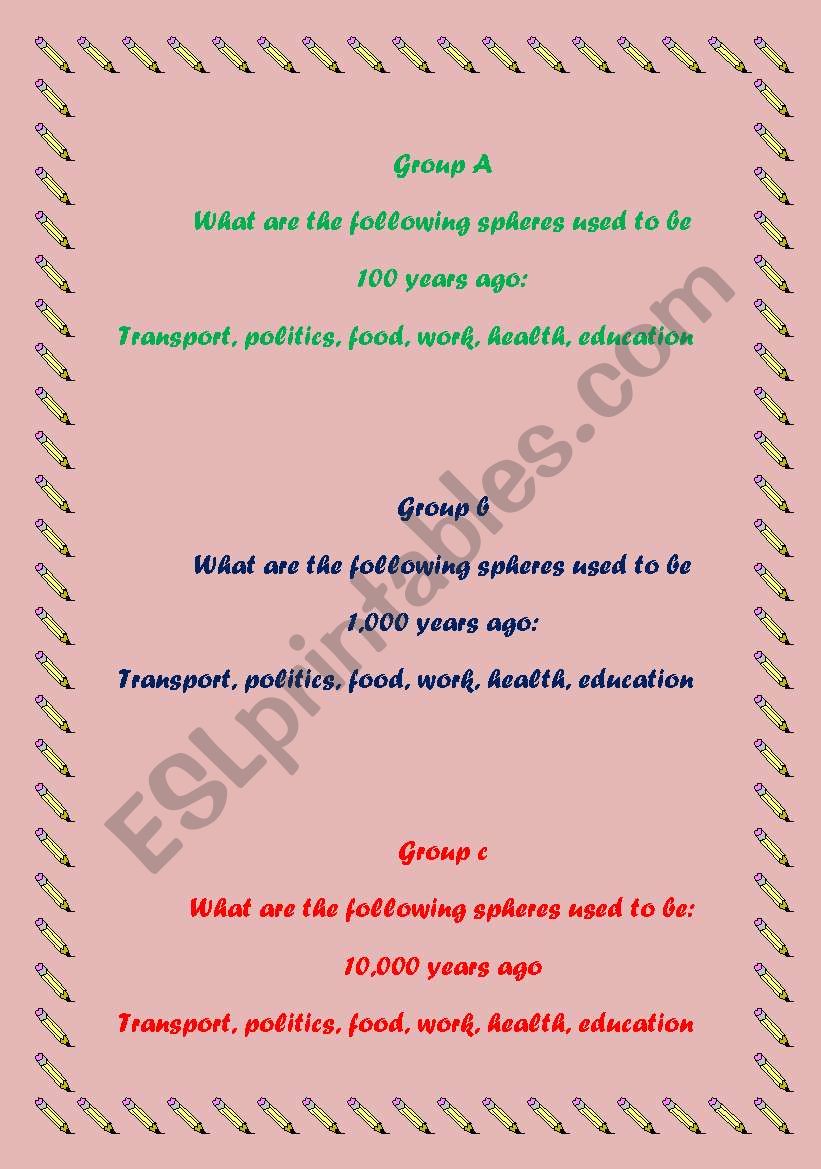 life in the past worksheet