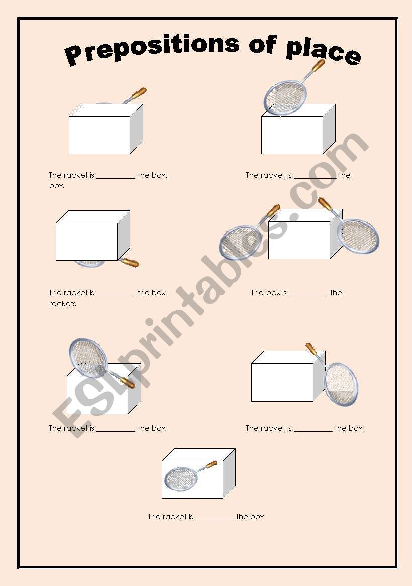 prepositions of place worksheet