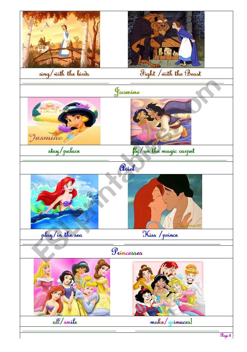 present simple & continuous with Disney princesses worksheet 2
