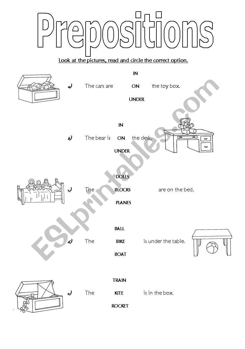 Prepositions worksheet