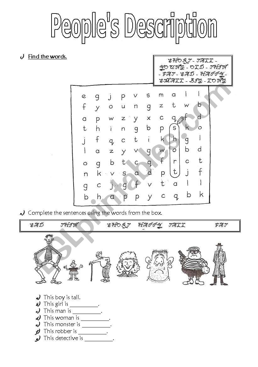 Peoples Description worksheet