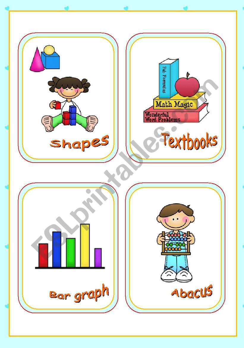 Classroom objects and symbols Set (3) - Vocabulary associated with Mathematics