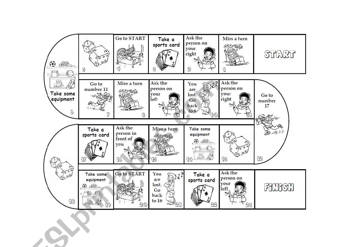 Sports boardgame worksheet