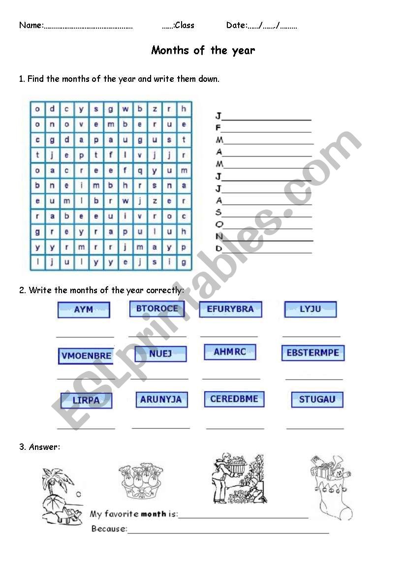 Exercises: The months of the year