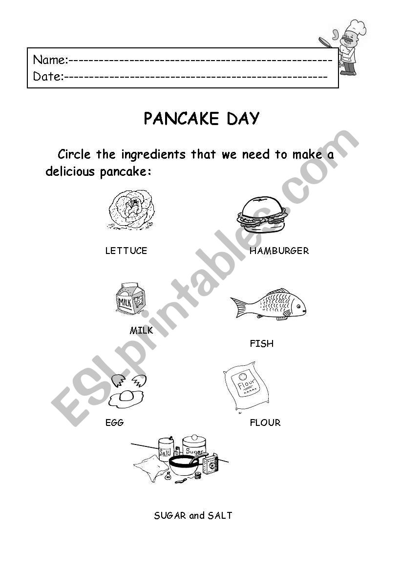 Pancake day worksheet